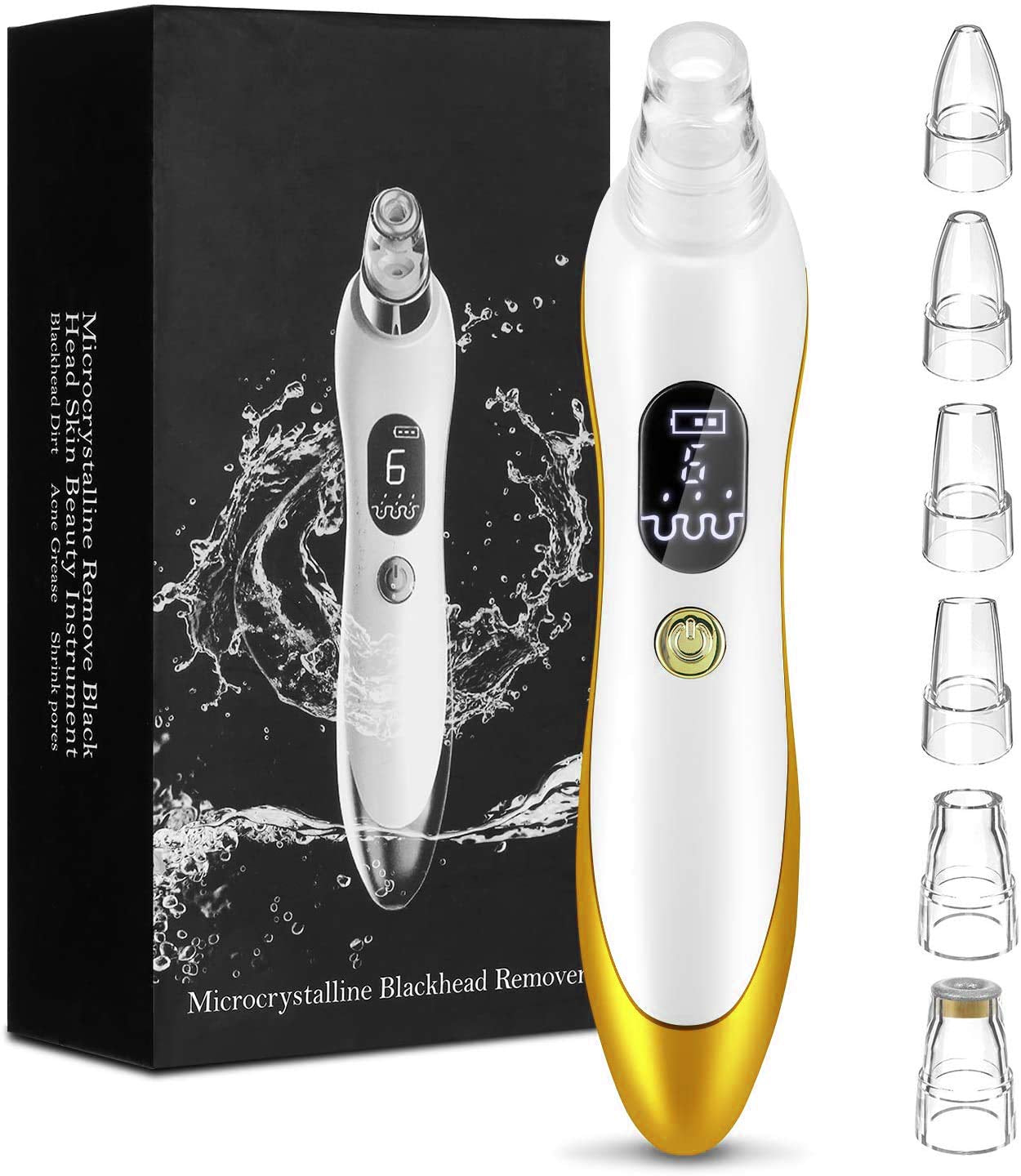 Blackhead Remover Vacuum, 2020 Newest Pore Cleaner Rechargeable 6 Levels Strong Suction Pore Vacuum and 6 Replacement Probes Electric Blackhead Comedone Extractor Acne Removal Tool for Nose Face