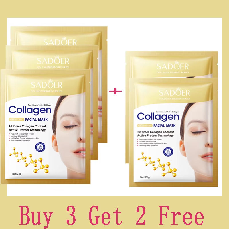 10PCS Collagen anti Wrinkle Facial Mask anti Aging Fade Fine Lines Firm Skin Moisturizing Brightening Skincare Korean Cosmetics